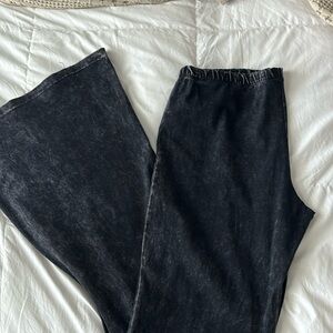 Mineral wash black bell bottom pants.
